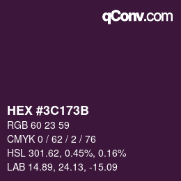 Color code: HEX #3C173B | qconv.com