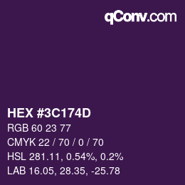 Color code: HEX #3C174D | qconv.com