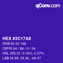 カラーコード: HEX #3C17A8 | qconv.com