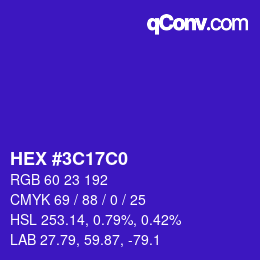 Color code: HEX #3C17C0 | qconv.com