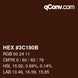 Color code: HEX #3C180B | qconv.com