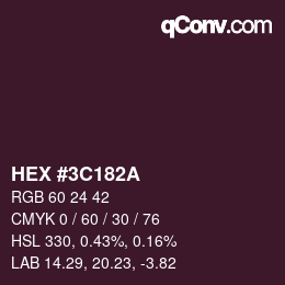 Color code: HEX #3C182A | qconv.com