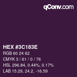 Color code: HEX #3C183E | qconv.com