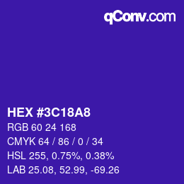 カラーコード: HEX #3C18A8 | qconv.com