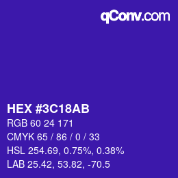 Color code: HEX #3C18AB | qconv.com
