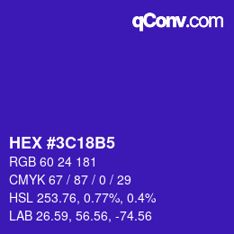 カラーコード: HEX #3C18B5 | qconv.com