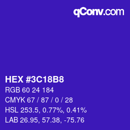 Color code: HEX #3C18B8 | qconv.com