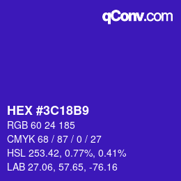 Color code: HEX #3C18B9 | qconv.com