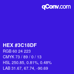 Color code: HEX #3C18DF | qconv.com