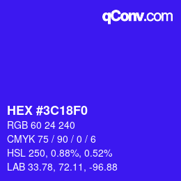 Color code: HEX #3C18F0 | qconv.com