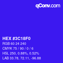 Código de color: HEX #3C18F0 | qconv.com