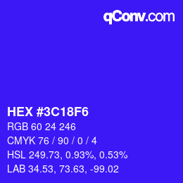 Color code: HEX #3C18F6 | qconv.com