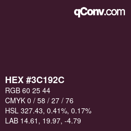 Color code: HEX #3C192C | qconv.com