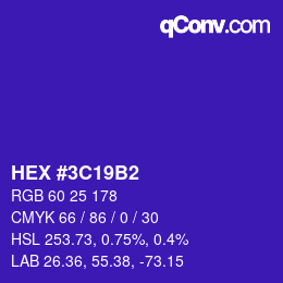 カラーコード: HEX #3C19B2 | qconv.com
