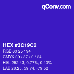 Color code: HEX #3C19C2 | qconv.com