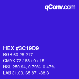 Color code: HEX #3C19D9 | qconv.com