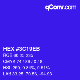 Color code: HEX #3C19EB | qconv.com