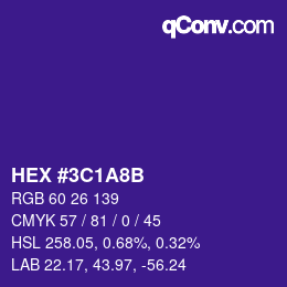 Color code: HEX #3C1A8B | qconv.com