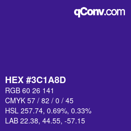 Color code: HEX #3C1A8D | qconv.com