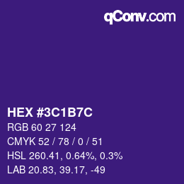 颜色代码: HEX #3C1B7C | qconv.com