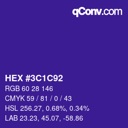 Color code: HEX #3C1C92 | qconv.com
