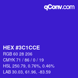 Color code: HEX #3C1CCE | qconv.com