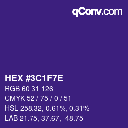 Color code: HEX #3C1F7E | qconv.com