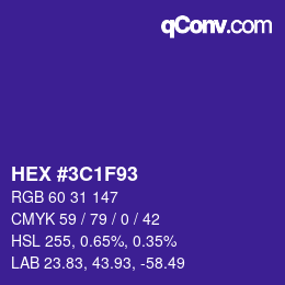 カラーコード: HEX #3C1F93 | qconv.com