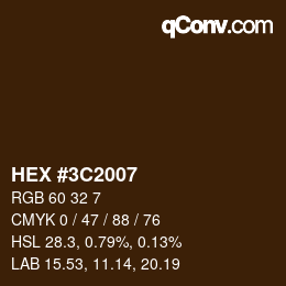 Color code: HEX #3C2007 | qconv.com