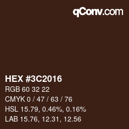 Color code: HEX #3C2016 | qconv.com