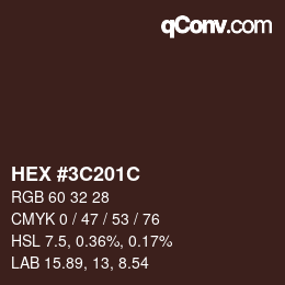 Color code: HEX #3C201C | qconv.com