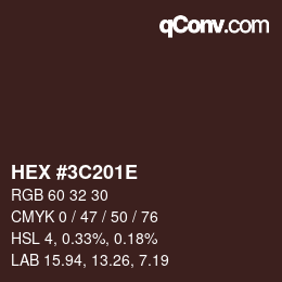カラーコード: HEX #3C201E | qconv.com