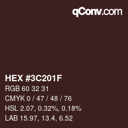 Color code: HEX #3C201F | qconv.com