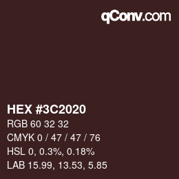 Color code: HEX #3C2020 | qconv.com