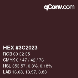 颜色代码: HEX #3C2023 | qconv.com