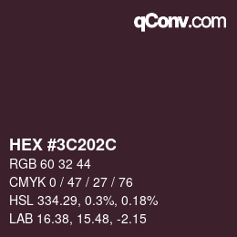 Color code: HEX #3C202C | qconv.com