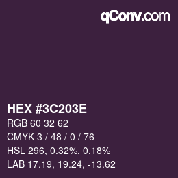 Color code: HEX #3C203E | qconv.com