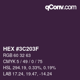 Color code: HEX #3C203F | qconv.com