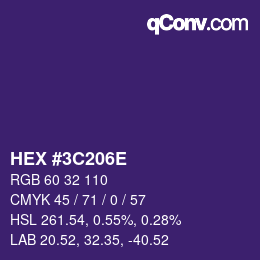 Color code: HEX #3C206E | qconv.com