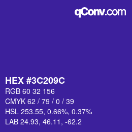 Color code: HEX #3C209C | qconv.com