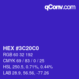 カラーコード: HEX #3C20C0 | qconv.com