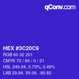 Color code: HEX #3C20C9 | qconv.com
