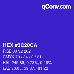 カラーコード: HEX #3C20CA | qconv.com