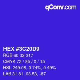 Color code: HEX #3C20D9 | qconv.com