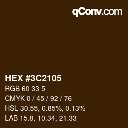 Color code: HEX #3C2105 | qconv.com