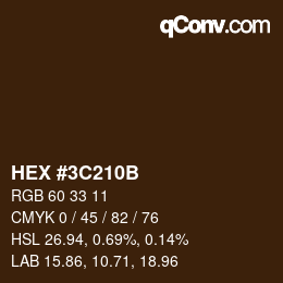 Color code: HEX #3C210B | qconv.com