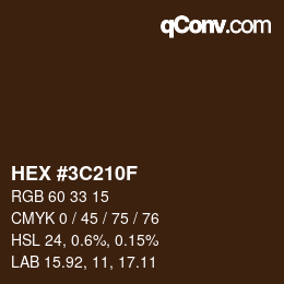 Color code: HEX #3C210F | qconv.com