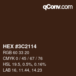 Color code: HEX #3C2114 | qconv.com