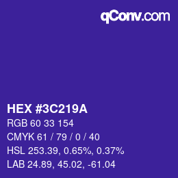 Color code: HEX #3C219A | qconv.com