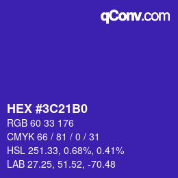 Color code: HEX #3C21B0 | qconv.com